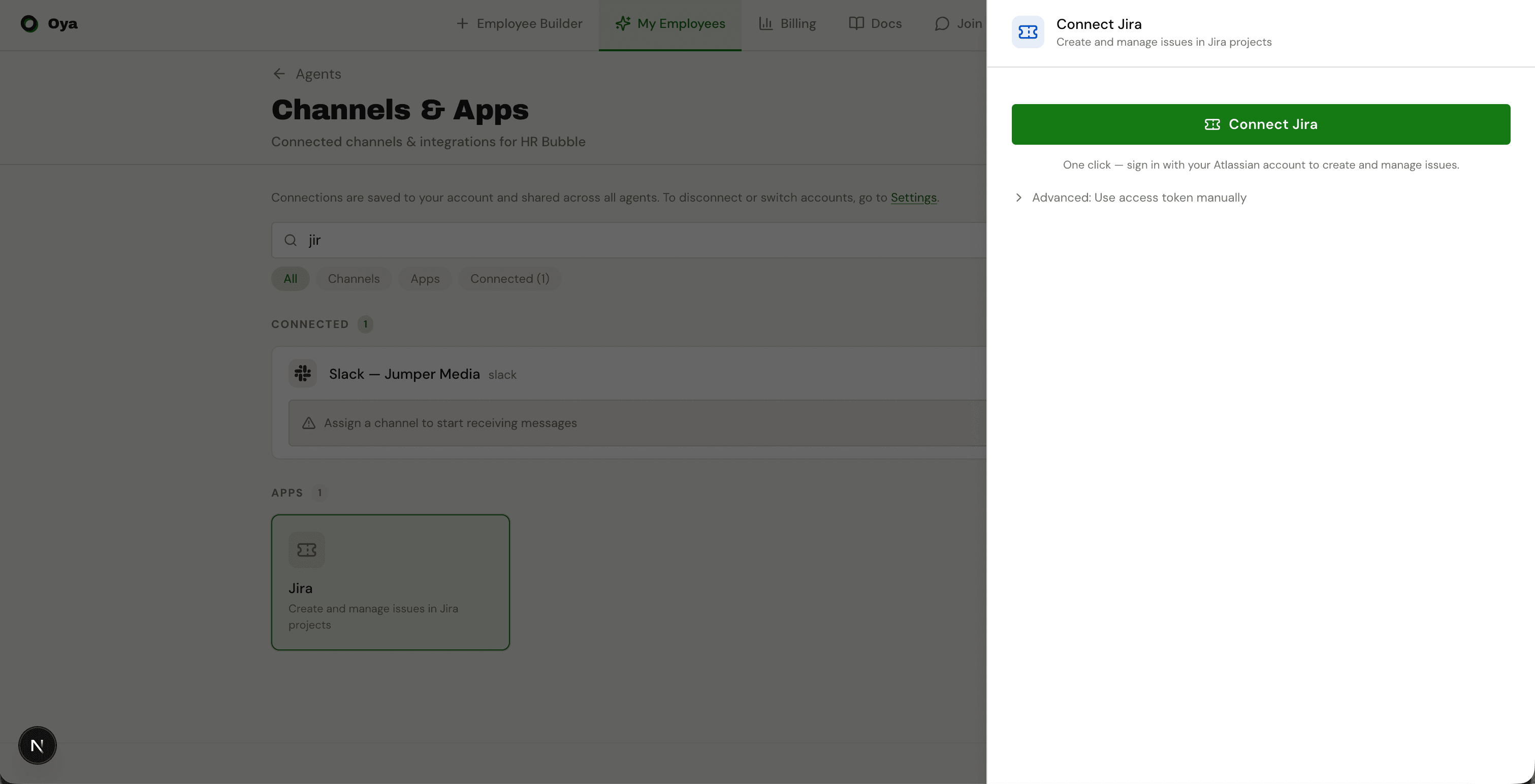 Jira gateway connection dialog